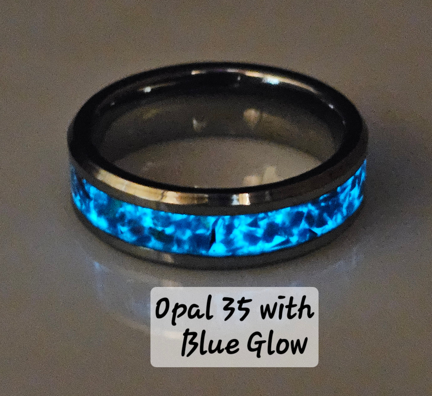 Handmade Opal Ring with Black Ocean Opal #35 and Blue Glow