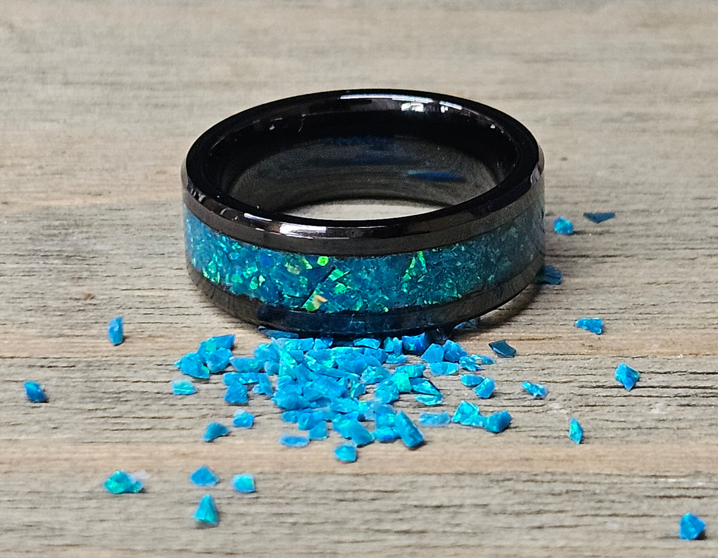 Handmade Opal Ring with Peacock Blue Opal #36 and Blue Glow