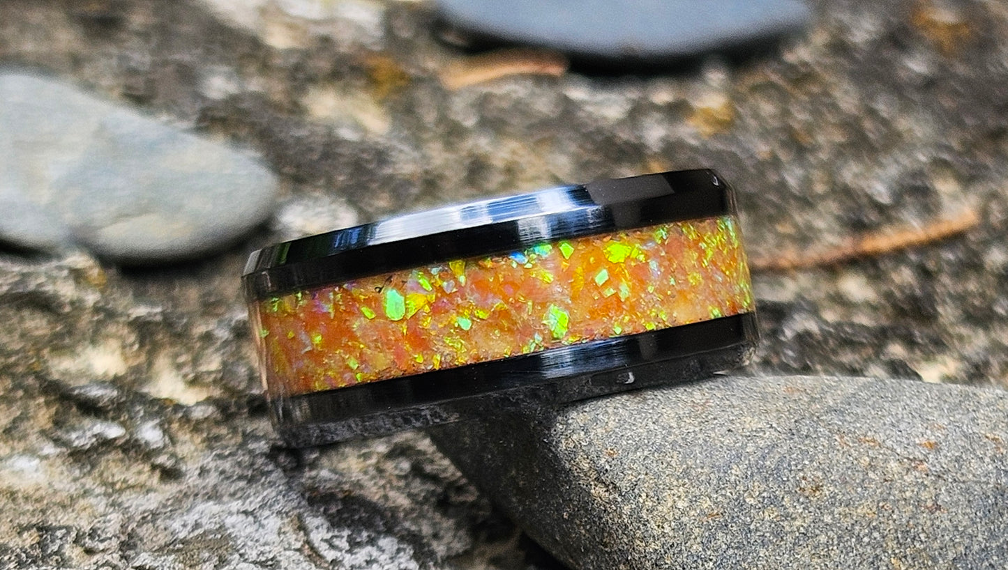 Tangerine Opal Ring #37 - Handmade with Orange Glow