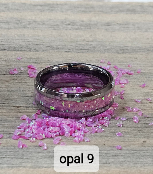 Handmade Opal Ring with Magenta Opal #9 and Pink Glow