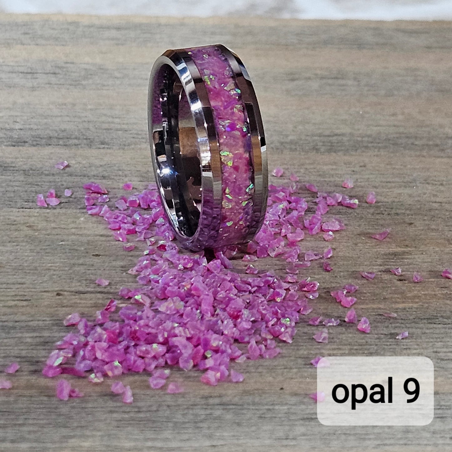 Handmade Opal Ring with Magenta Opal #9 and Pink Glow