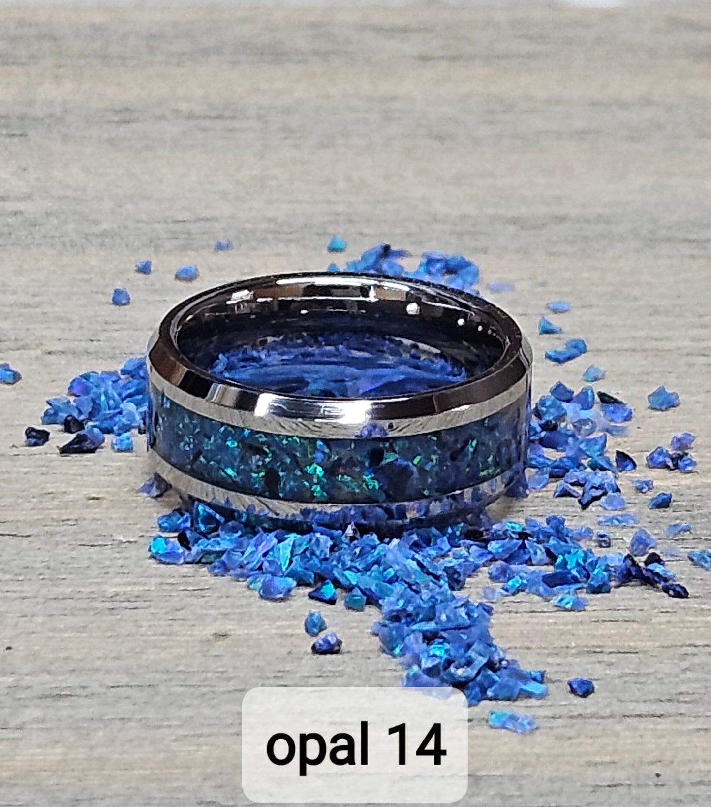 Handmade Opal Ring with Ocean Blue Opal #14 and Blue Glow