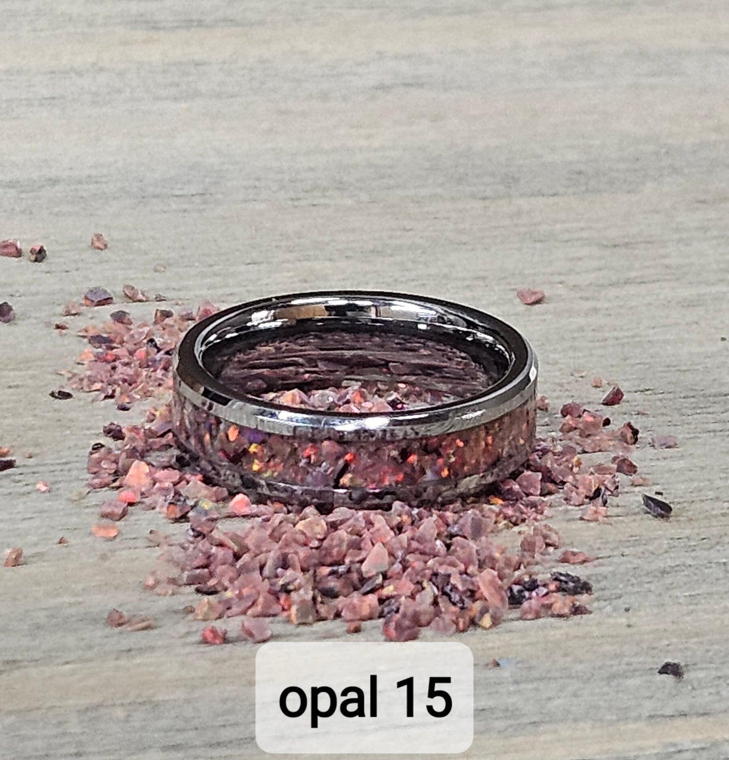 Handmade Opal Ring with Black Cherry Opal #15 and Red Glow