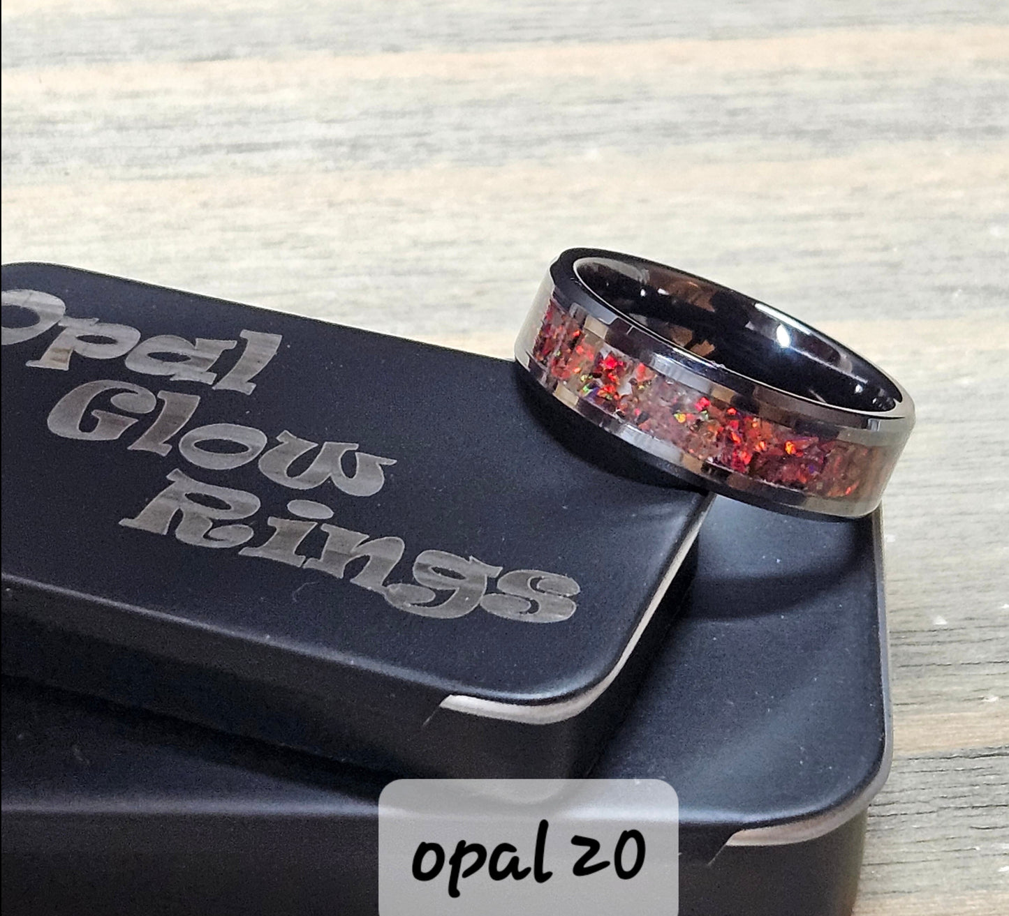 Handmade Opal Ring with Red Crimson Opal #20 and Red Glow