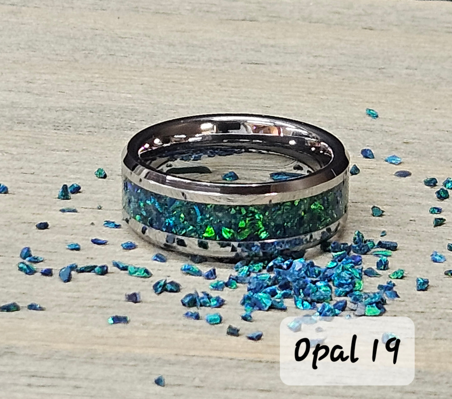 Handmade Opal Ring with Deep Sea Opal #19 and Aqua Glow