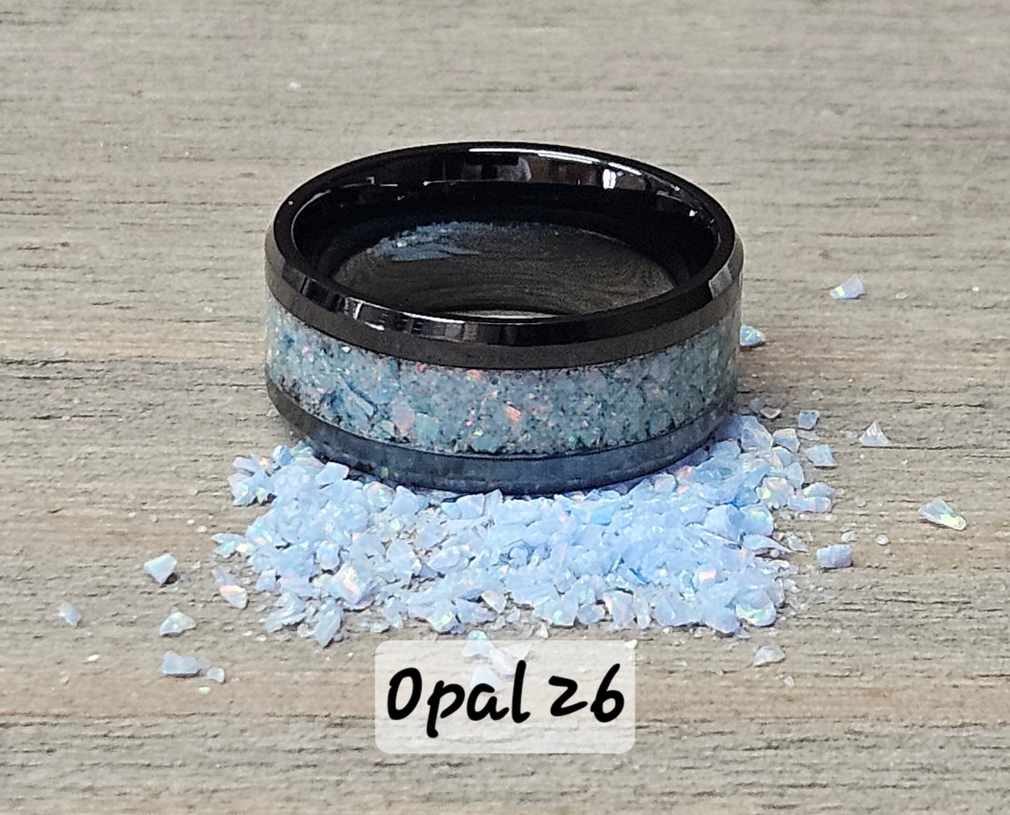 Handmade Opal Ring with Cornflower Blue Opal #26 and Blue Glow