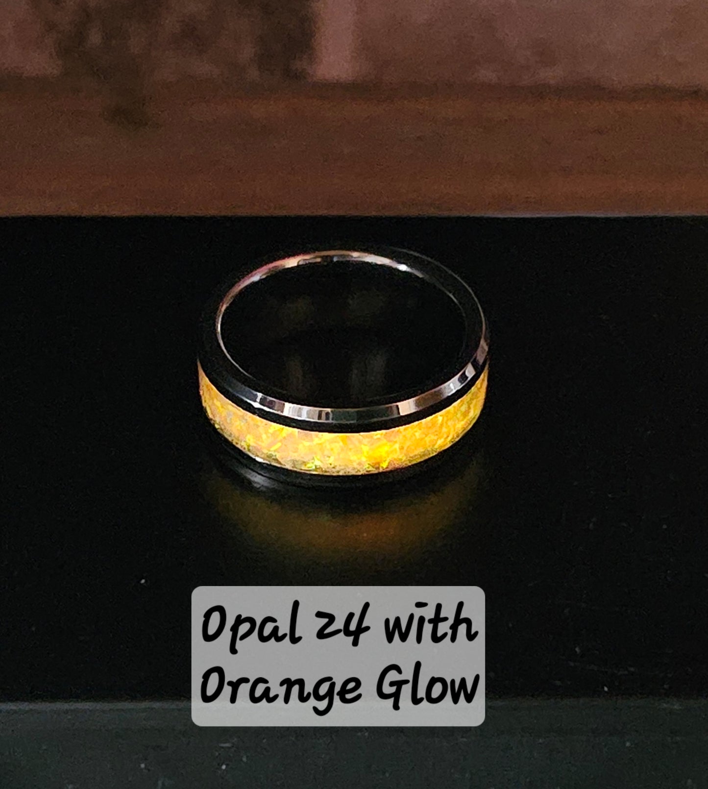 Handmade Opal Ring with Salmon Pink Opal #24 and Orange Glow