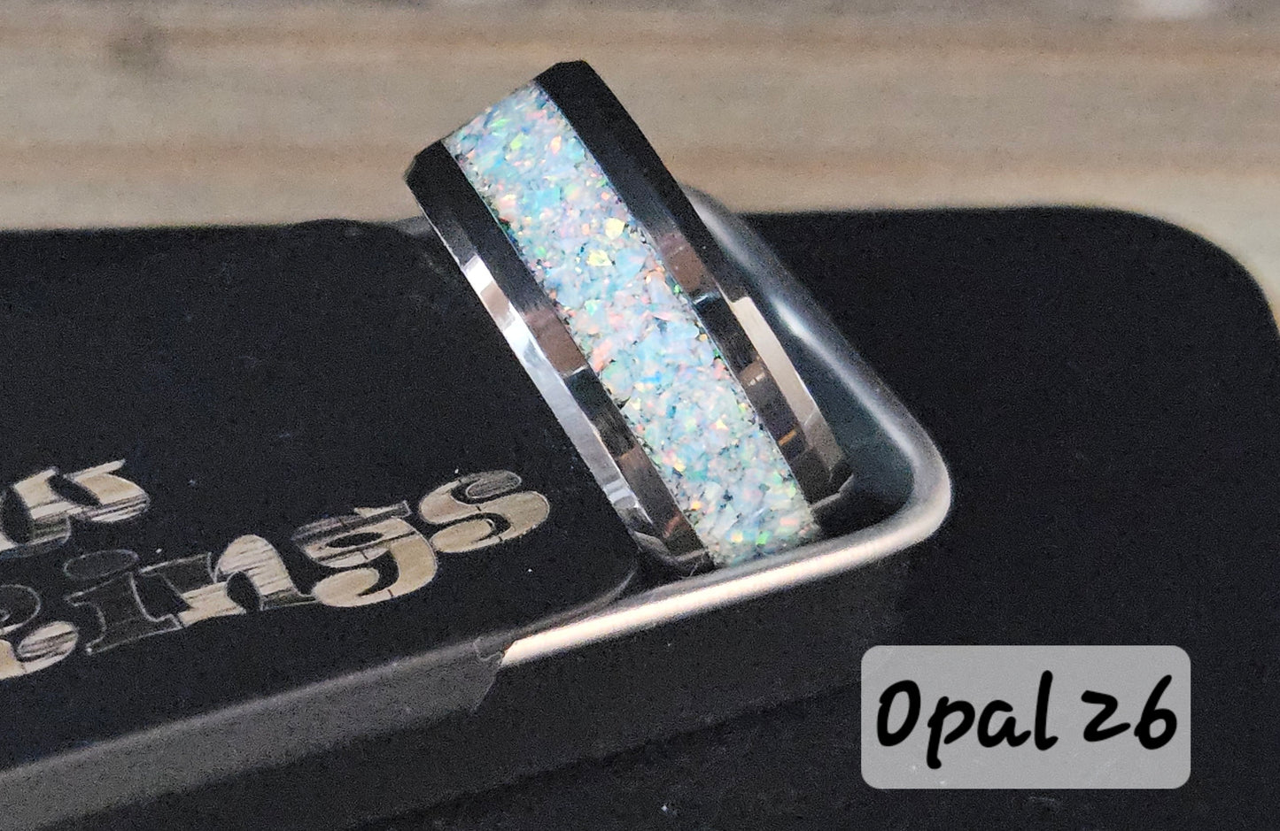 Handmade Opal Ring with Cornflower Blue Opal #26 and Blue Glow