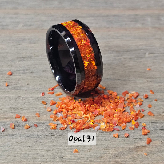 Handmade Opal Ring with Mexico Orange Opal #31 and Orange Glow
