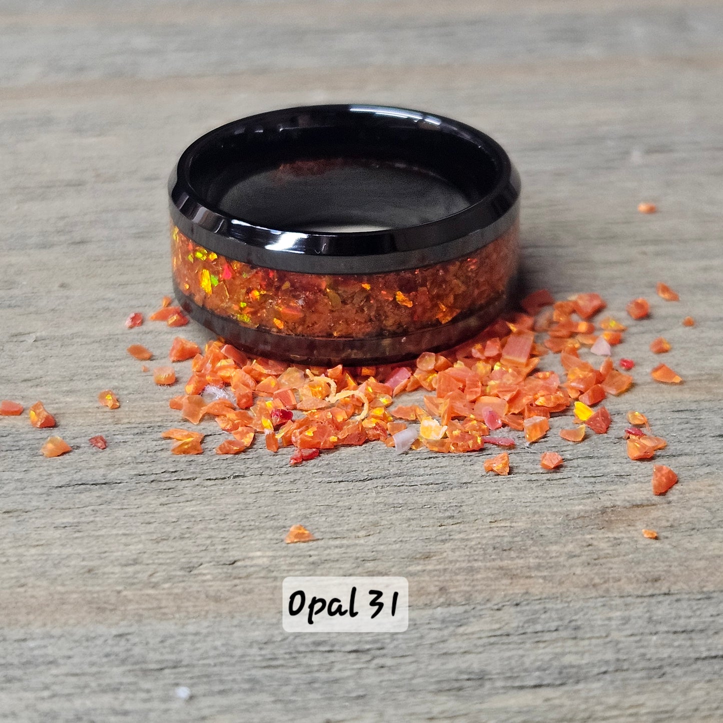 Handmade Opal Ring with Mexico Orange Opal #31 and Orange Glow