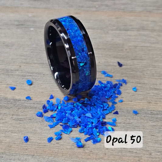 Handmade Opal Ring with Deep Blue Opal #50 and Blue Glow