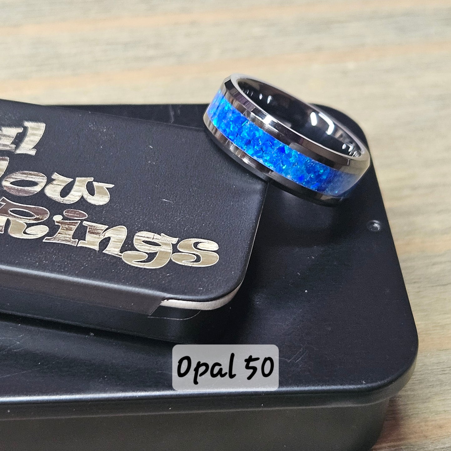 Handmade Opal Ring with Deep Blue Opal #50 and Blue Glow