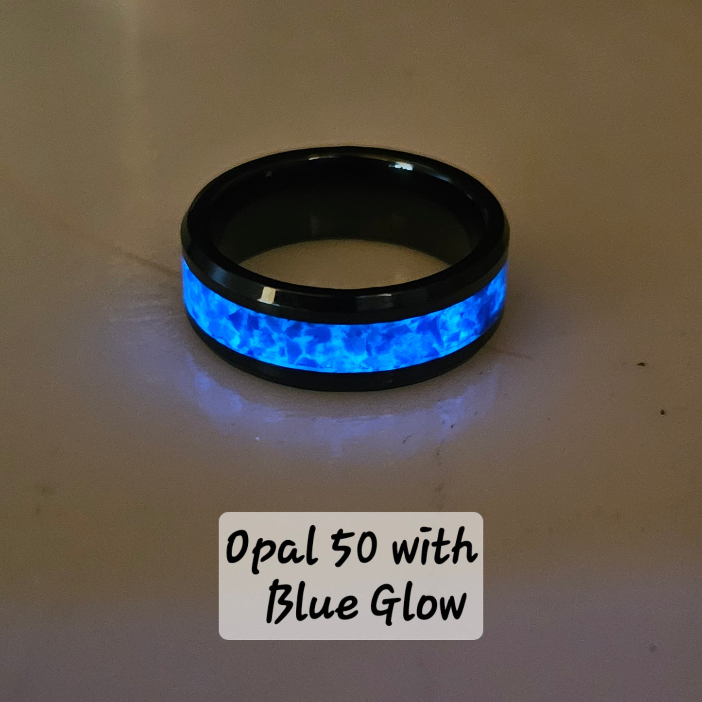 Handmade Opal Ring with Deep Blue Opal #50 and Blue Glow