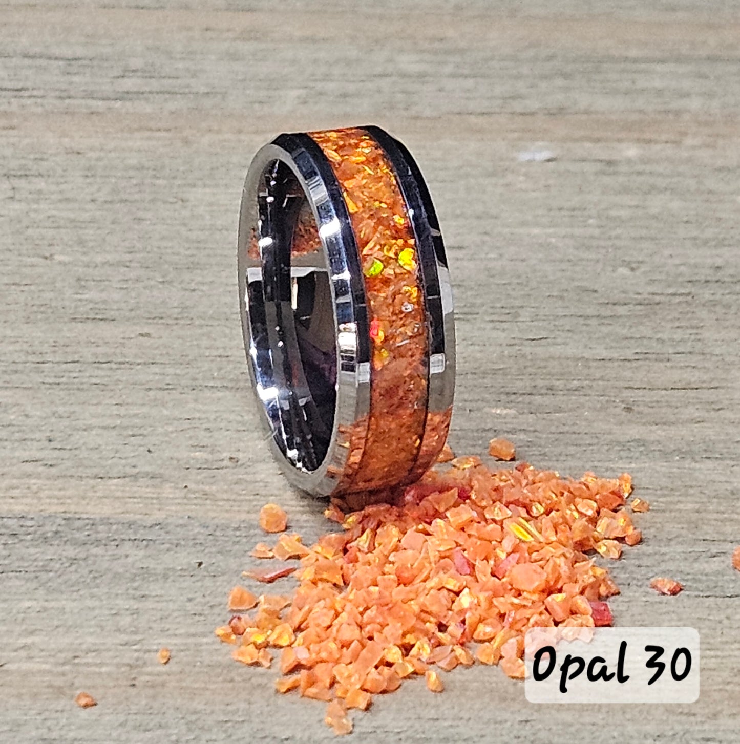 Handmade Opal Ring with Fire Orange Opal #30 and Orange Glow