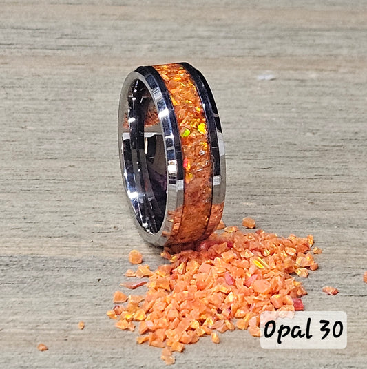 Handmade Opal Ring with Mexico Orange Opal #31 and Orange Glow