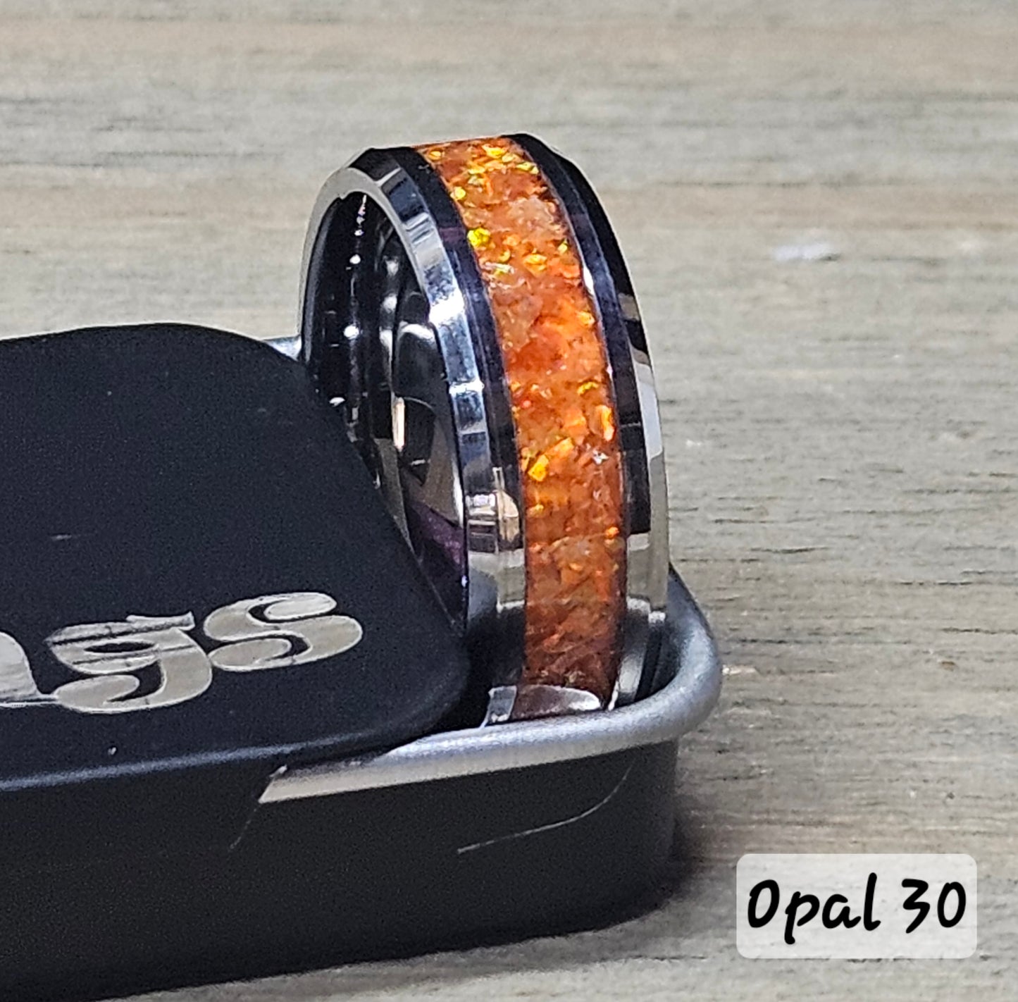 Handmade Opal Ring with Fire Orange Opal #30 and Orange Glow