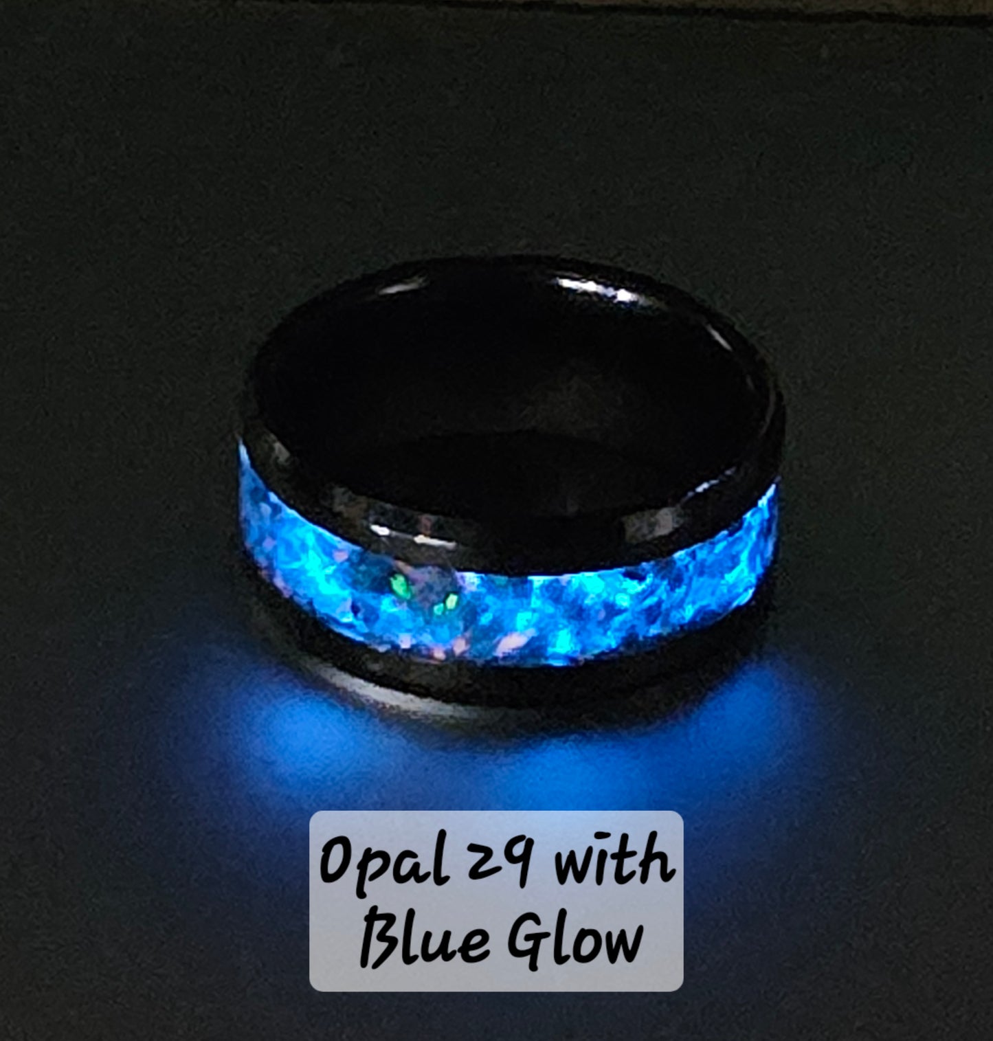 Handmade Opal Ring with Space Blue Opal #29 and Blue Glow