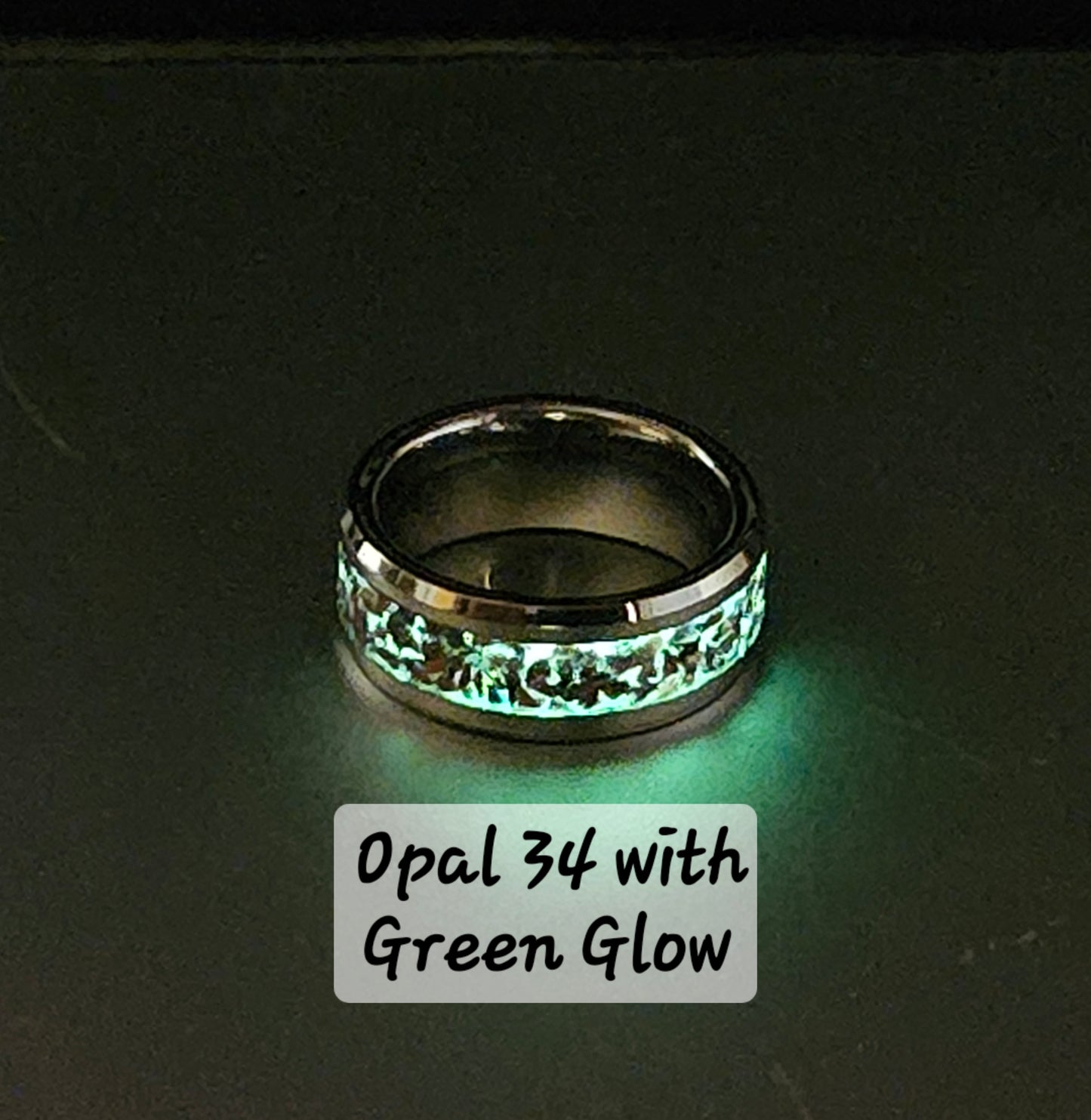 Handmade Opal Ring with Black Cherry Opal #34 and Green Glow