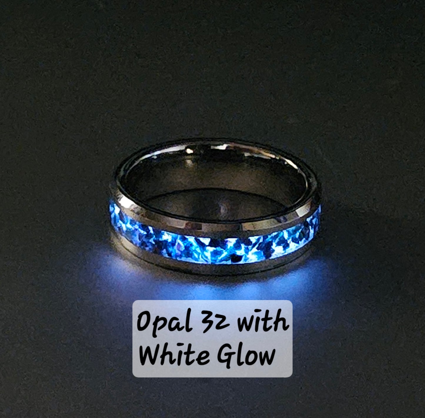 Handmade Opal Ring with Black Rainbow Opal #32 and White Glow