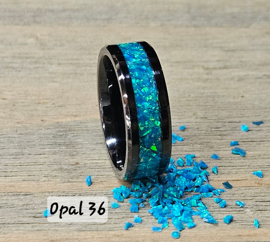 Handmade Opal Ring with Peacock Blue Opal #36 and Blue Glow